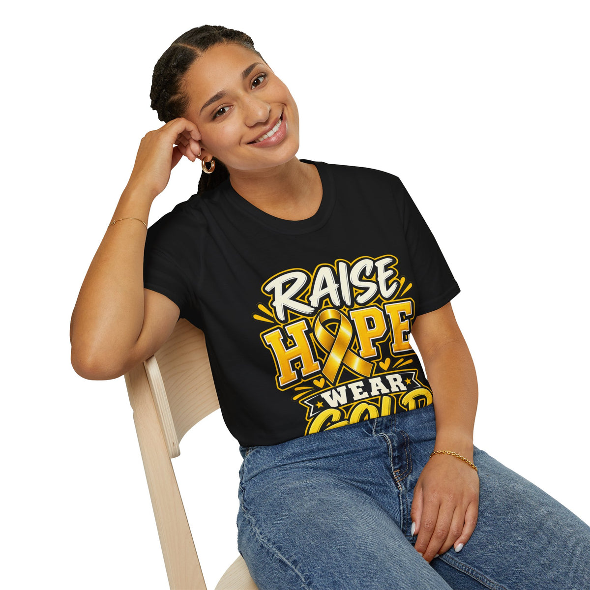 Raise Hope Wear Gold T-Shirt — Childhood Cancer Awareness