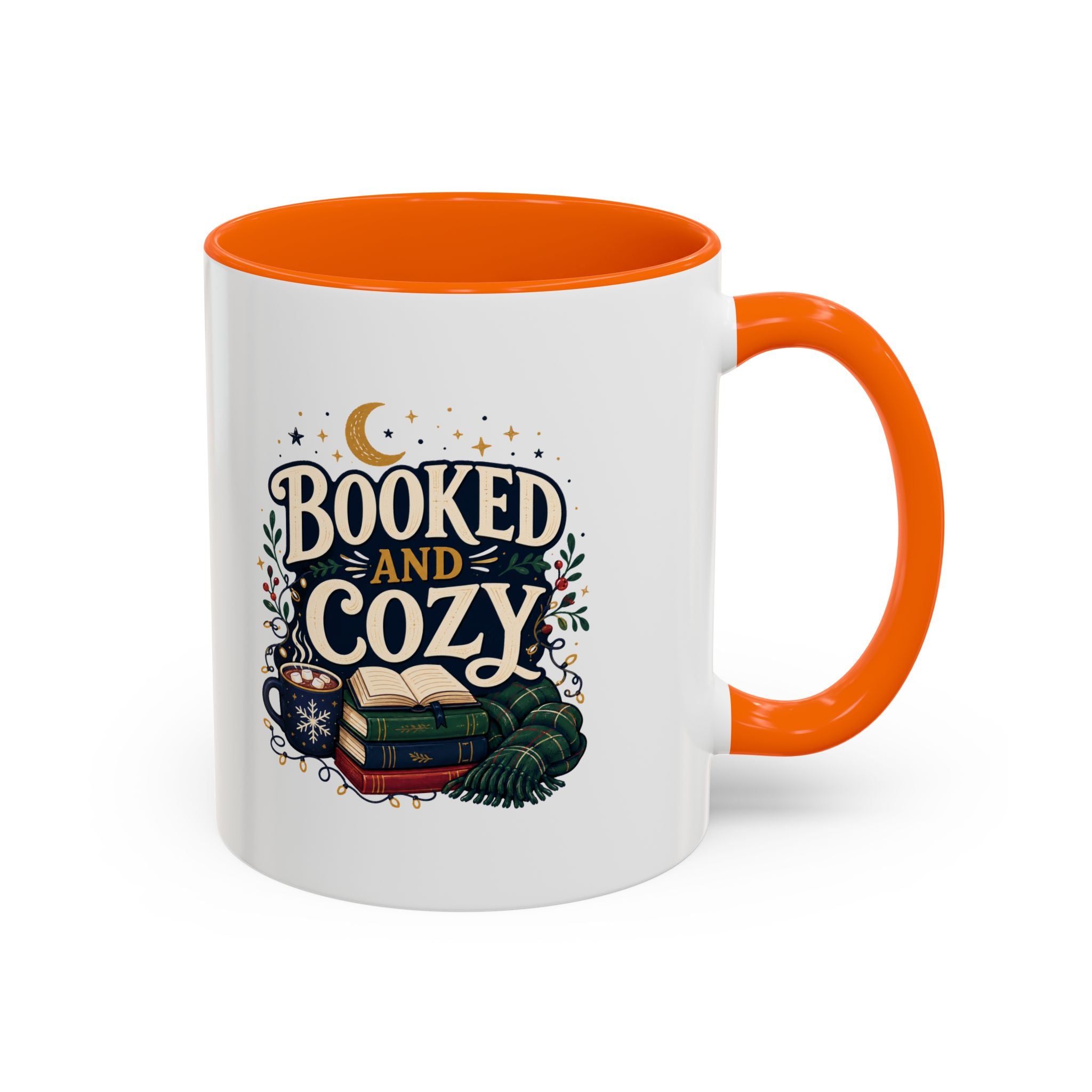 Modern Day Christmas Booked and Cozy Accent Coffee Mug — Book Lover Tea & Coffee Cup (11/15oz)
