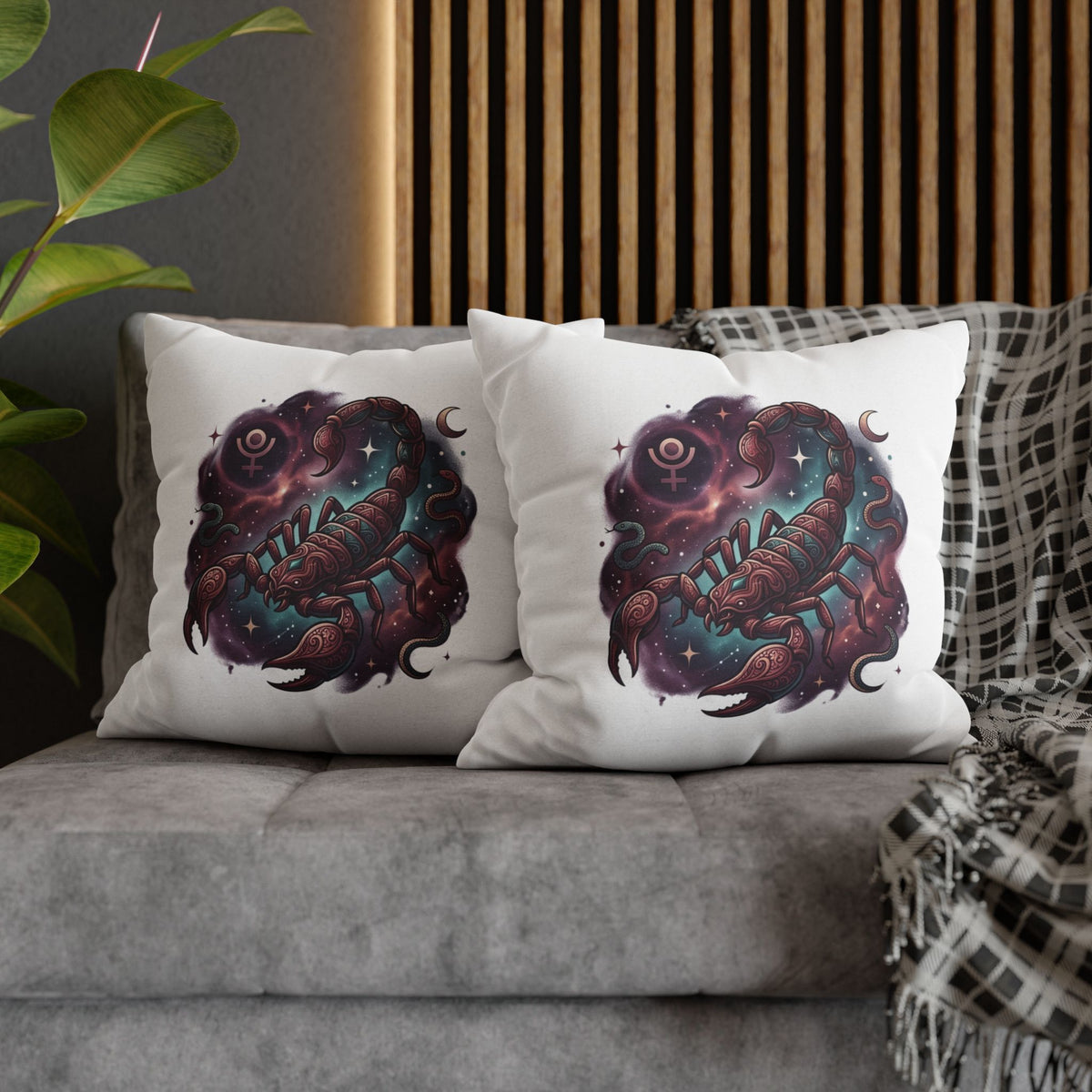 Scorpio Zodiac Scorpion Pillowcase — Astrological Night Sky Throw Pillow