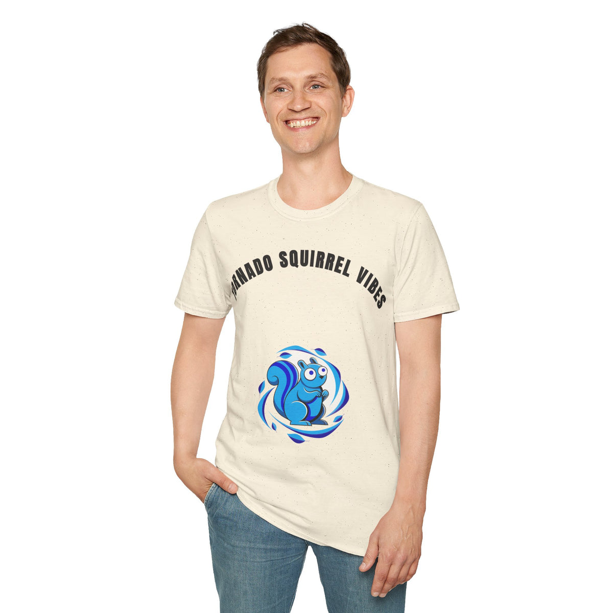 T-Shirt — "Tornado Squirrel Vibes" Graphic Tee | Cute Whimsical Squirrel Swirl Design - Trending Now - September 2026