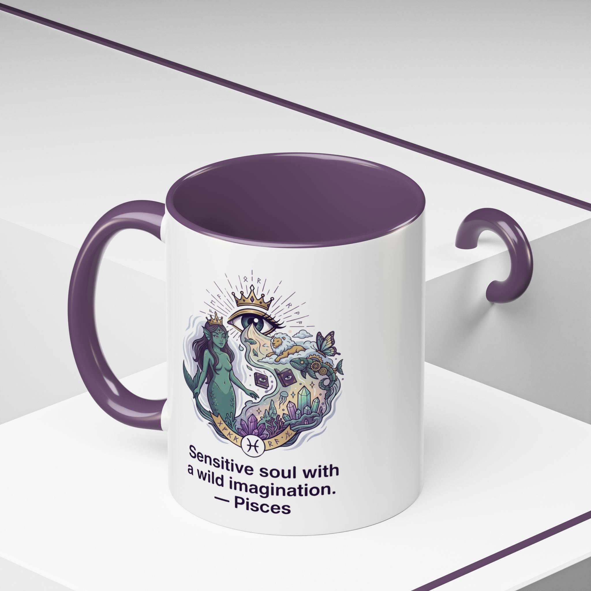 Pisces Coffee Mug — "Sensitive soul with a wild imagination" Astrological Zodiac Accent Mug