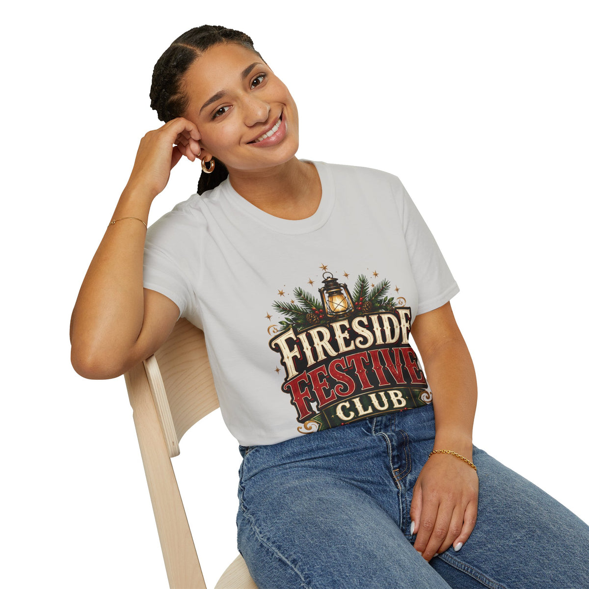 Fireside Festive Club T-Shirt — Cozy Holiday Lantern Graphic Tee