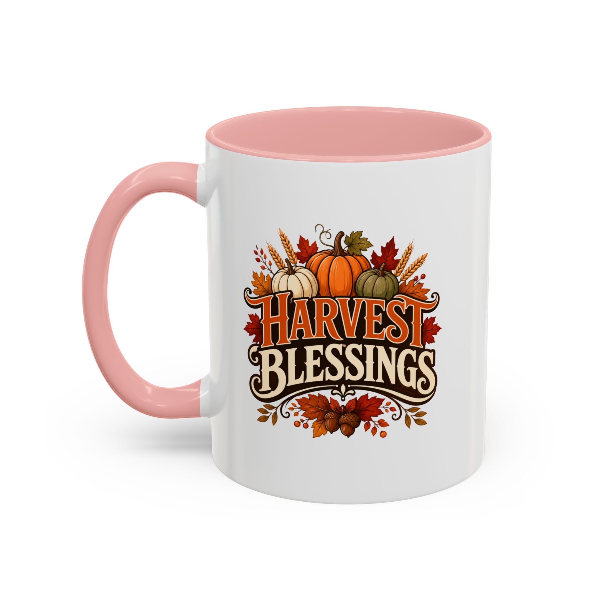 Thanksgiving Mug Harvest Blessings Coffee Mug — Thanksgiving Pumpkin Accent Mug