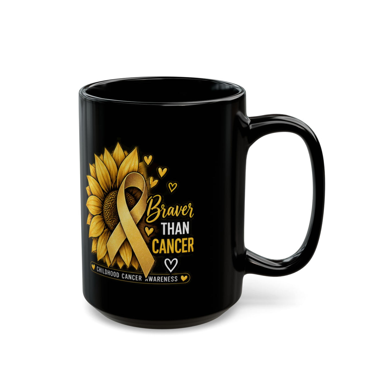 Braver Than Childhood Cancer Sunflower Awareness Mug