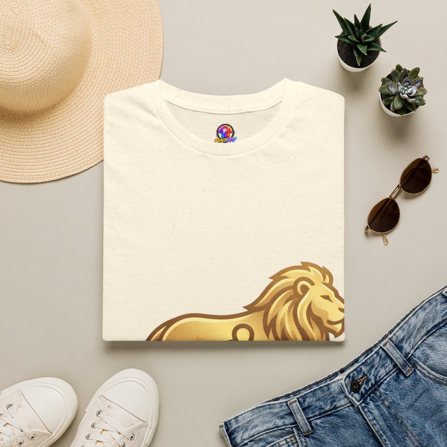 Leo Zodiac Lion T-Shirt — Gold Astrology Tee for Leo Birthdays & Zodiac Fans