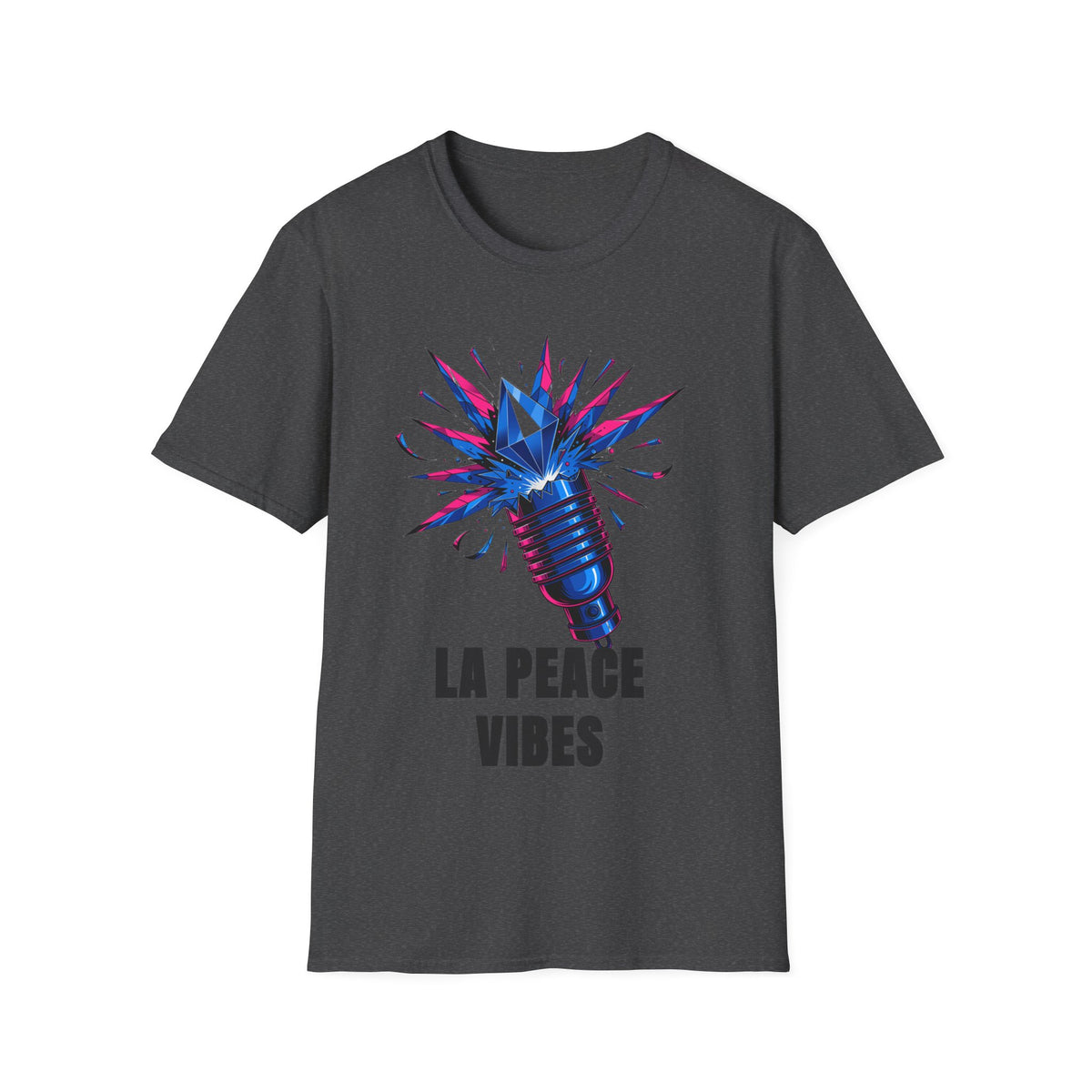 La Peace Vibes Microphone T-Shirt - Retro Pop Art Graphic Tee - Trending Now - September 2026