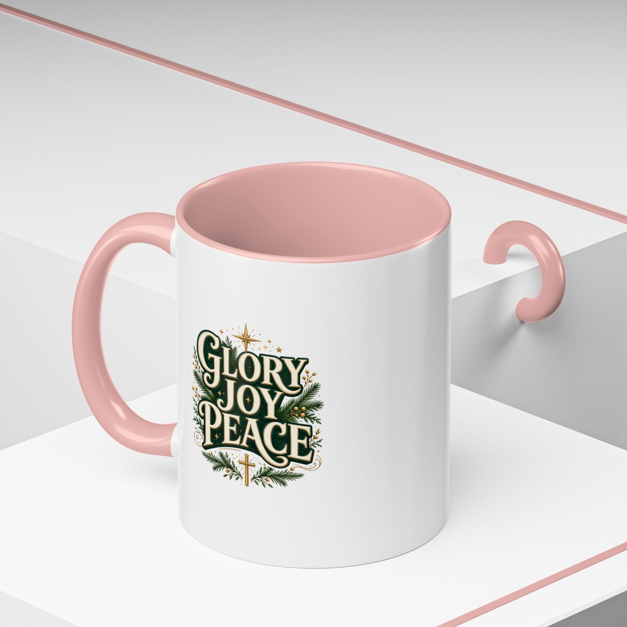 Glory Joy Peace Christmas Coffee Mug - Holiday Scripture Accent Mug