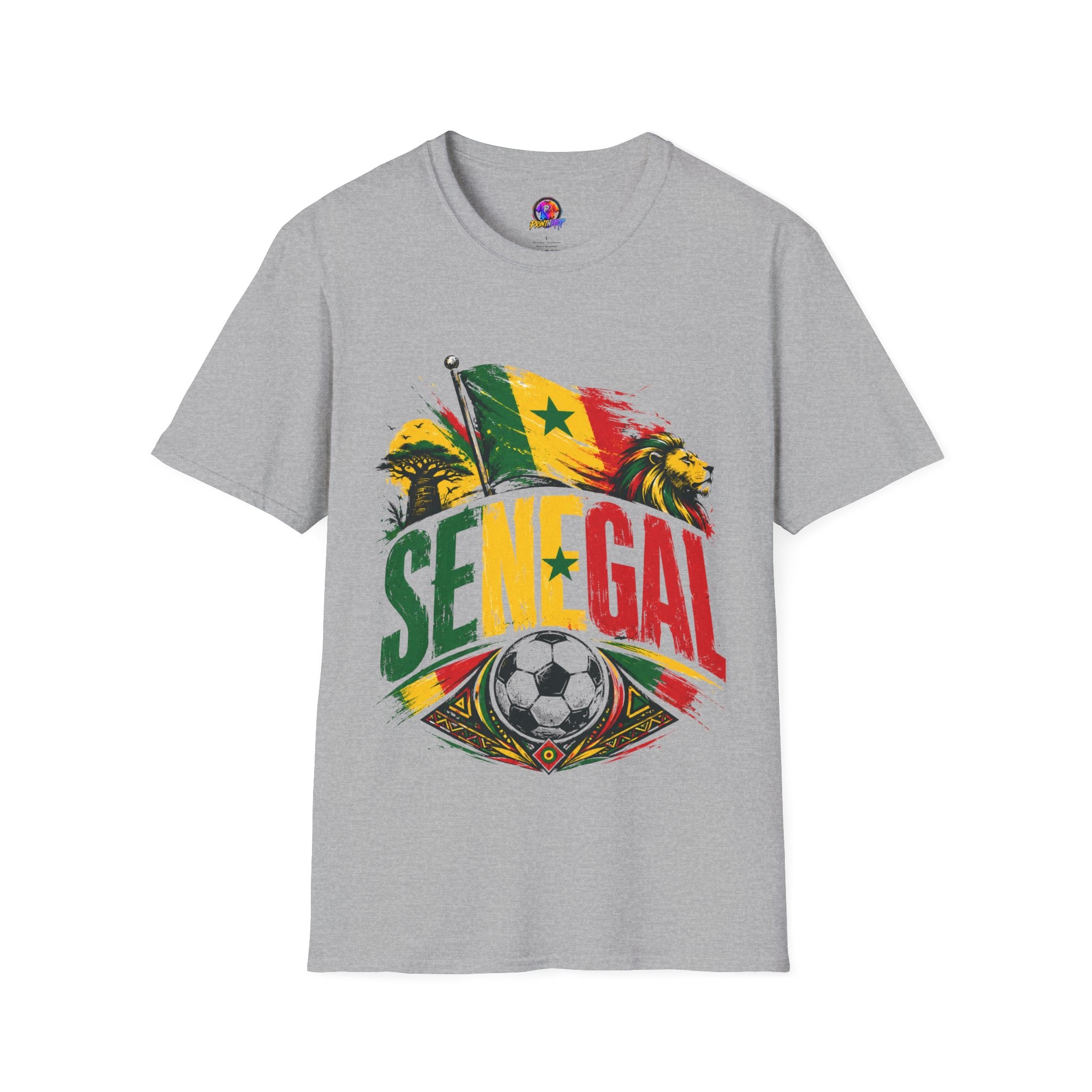 Senegal Flag Soccer T-Shirt — Lion & Football Pride Tee