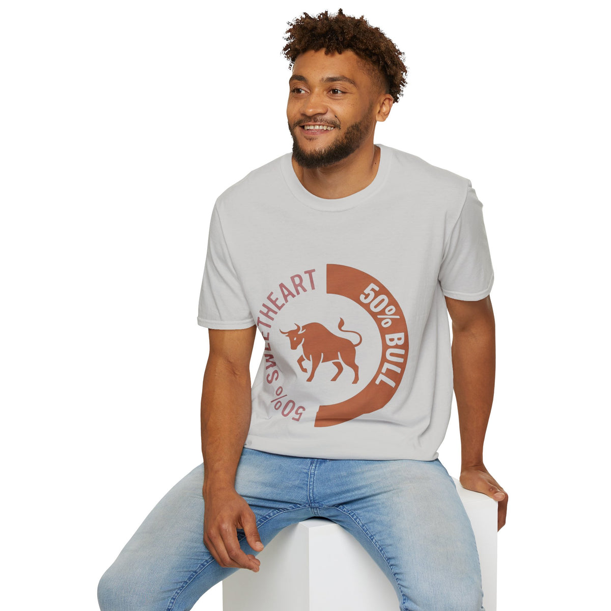 Bull Percentage Graphic T-Shirt — "50% Bull, 50% Sweetheart" Casual Tee