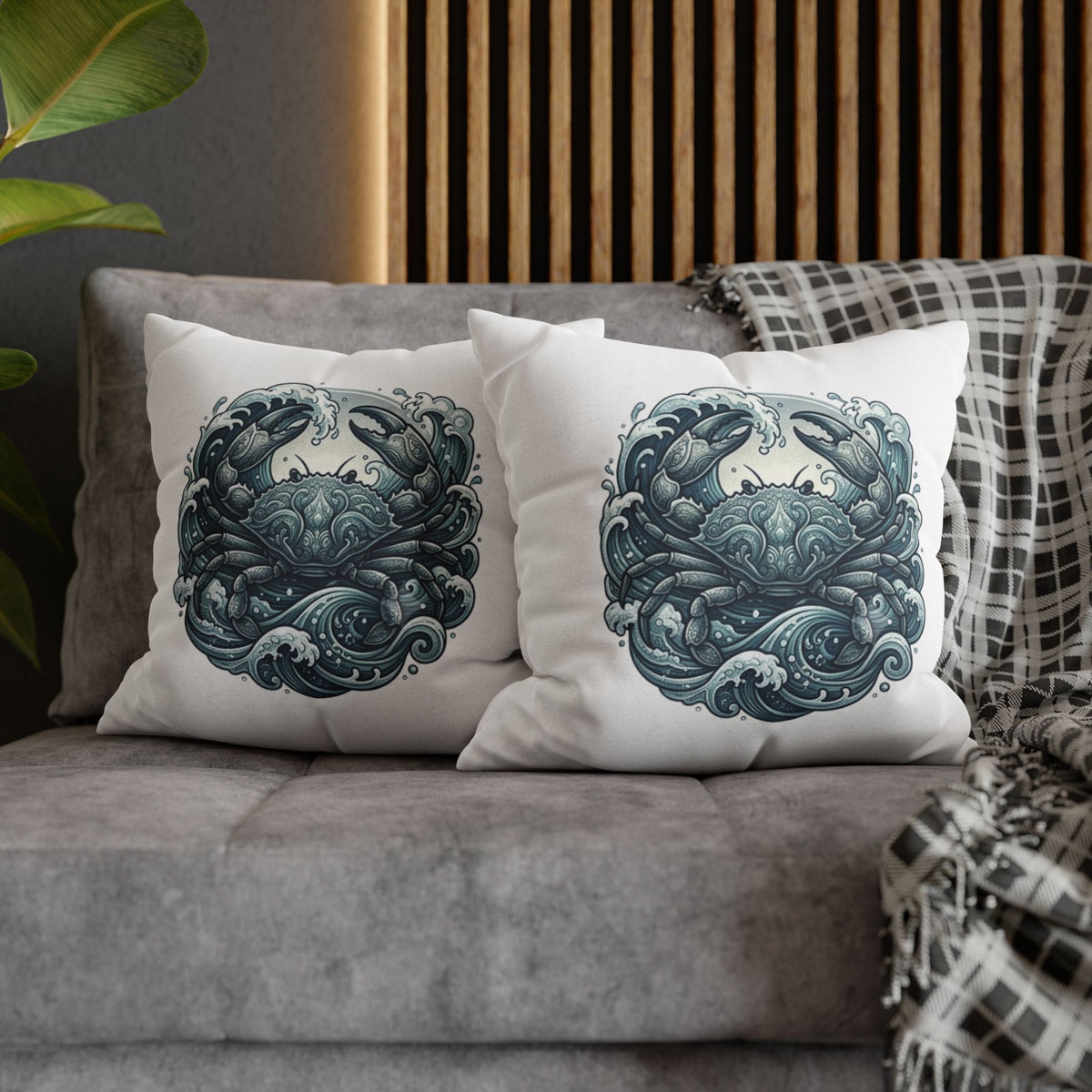 Cancer Zodiac Ocean Crab Decorative Pillowcase — Nautical Coastal Accent