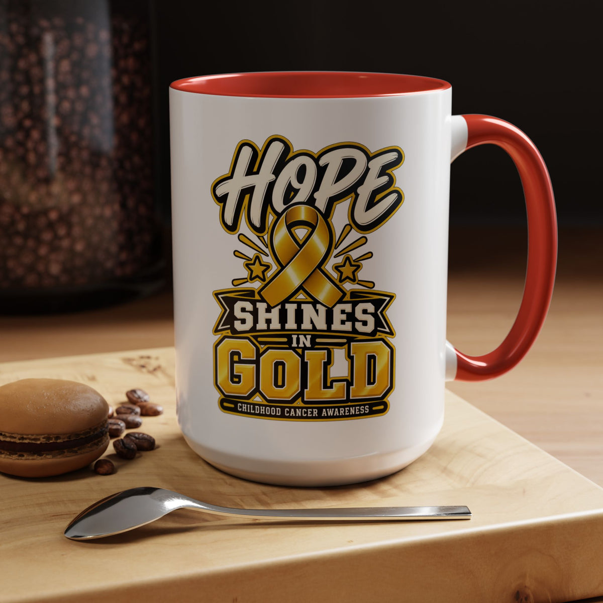 Hope Shines in Gold Coffee Mug — Childhood Cancer Awareness Accent Mug