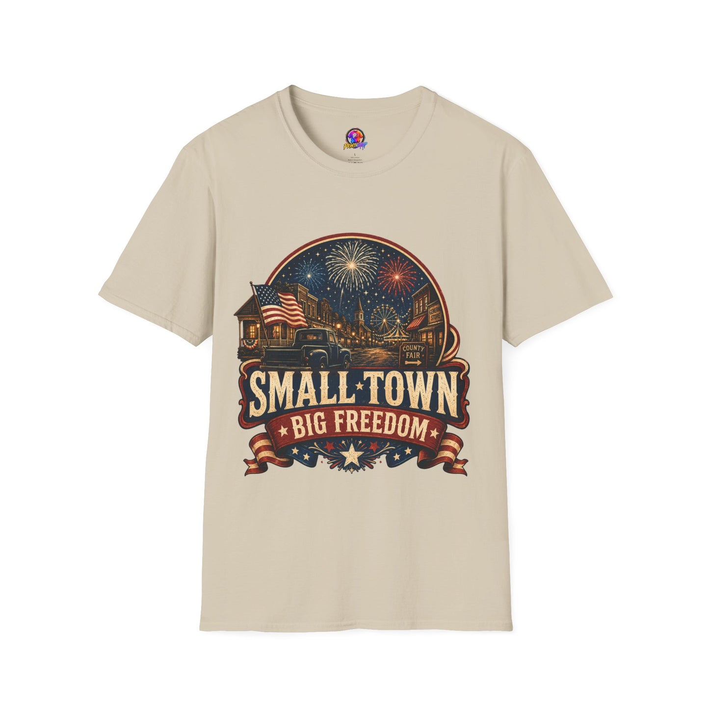 Small Town Big Freedom T-Shirt — Patriotic 4th of July Fireworks Tee