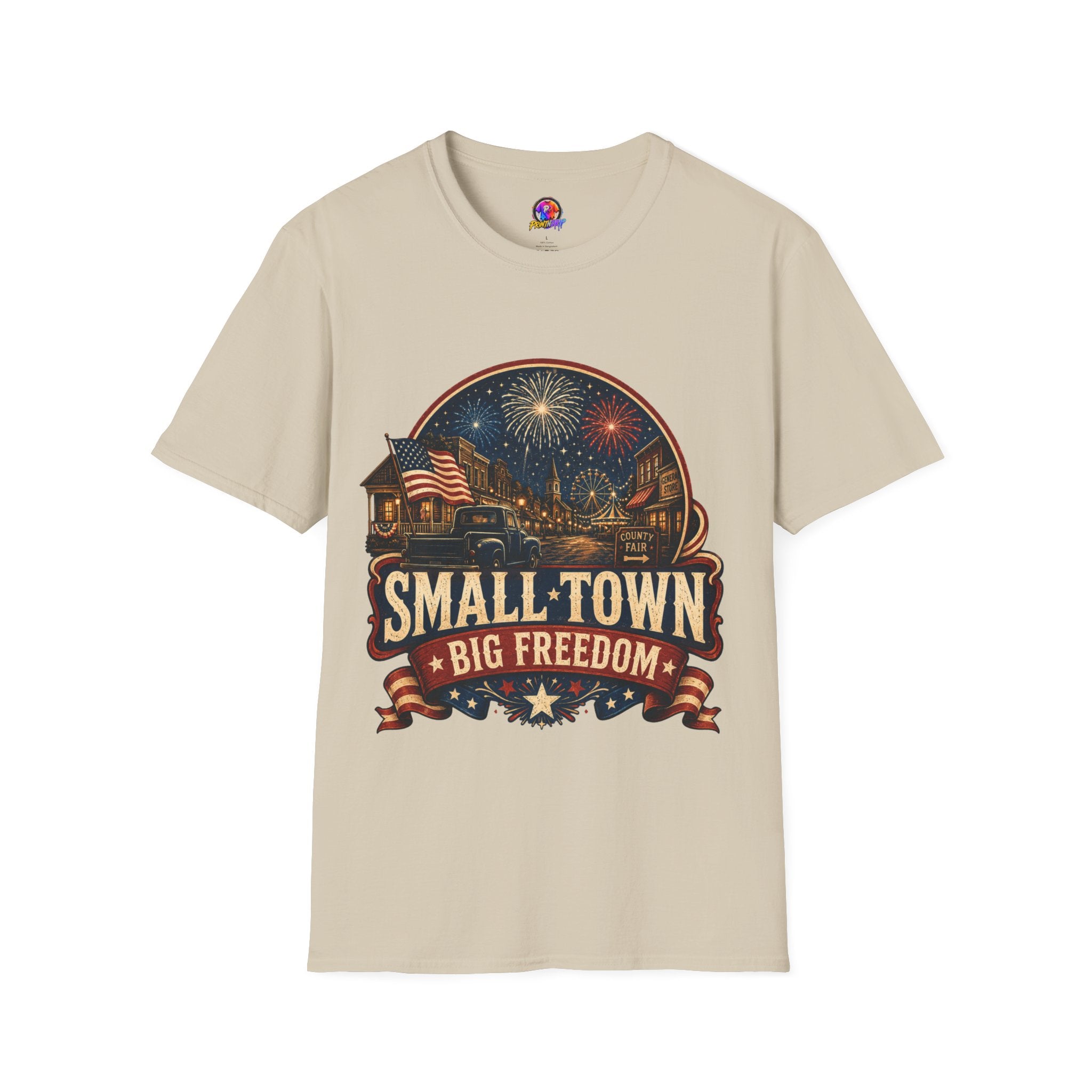 Small Town Big Freedom T-Shirt — Patriotic 4th of July Fireworks Tee