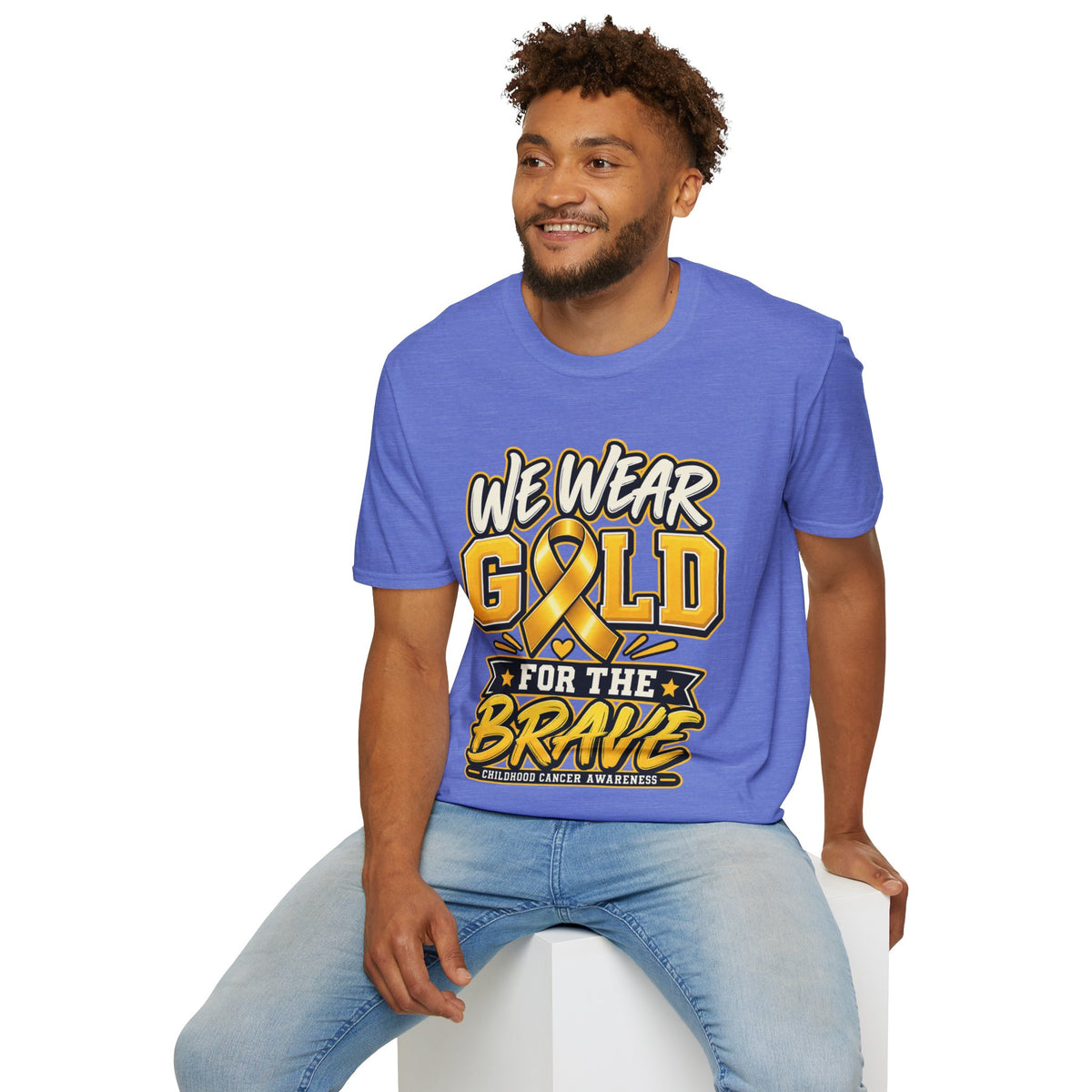 Childhood Cancer Awareness T-Shirt — "We Wear Gold For The Brave"