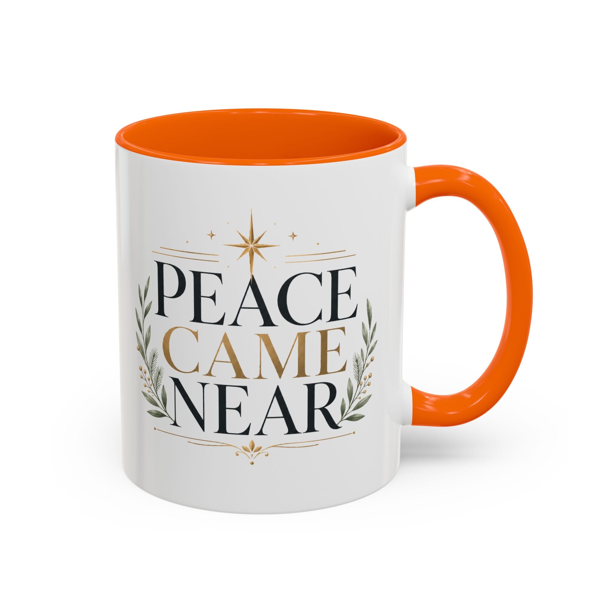 Christmas Peace Came Near Accent Coffee Mug — Holiday Christian Christmas Tea Cup