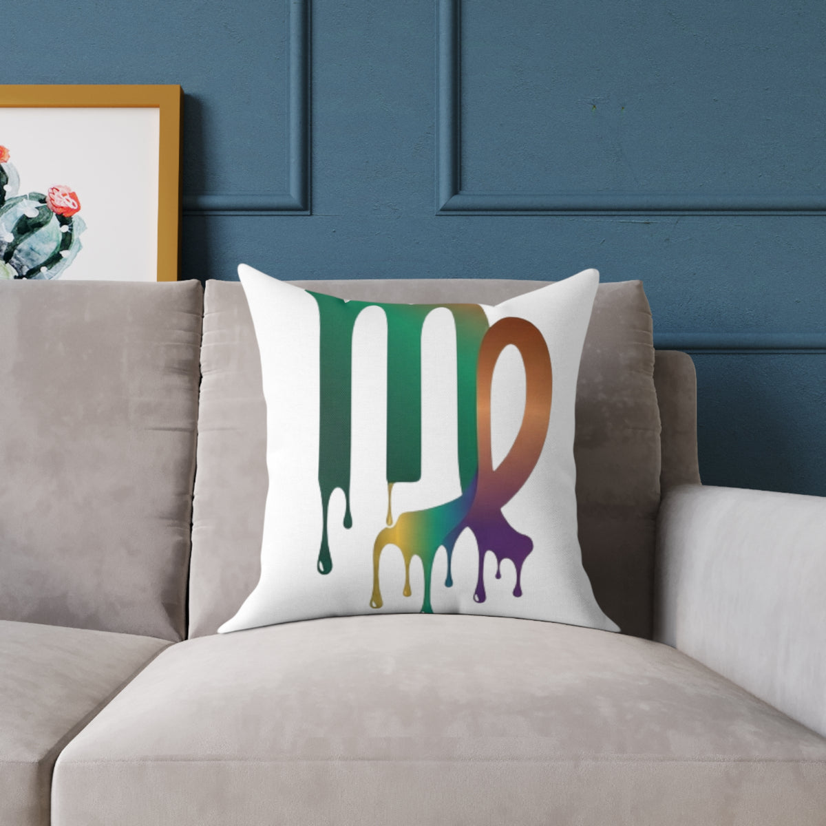 Dripping Virgo Zodiac Square Poly Canvas Pillow