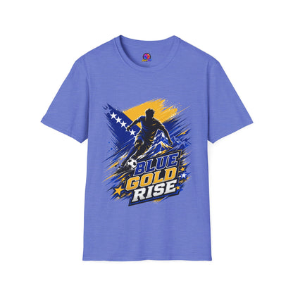 Bosnia Football T‑Shirt - "Blue Gold Rise" Soccer Graphic Tee