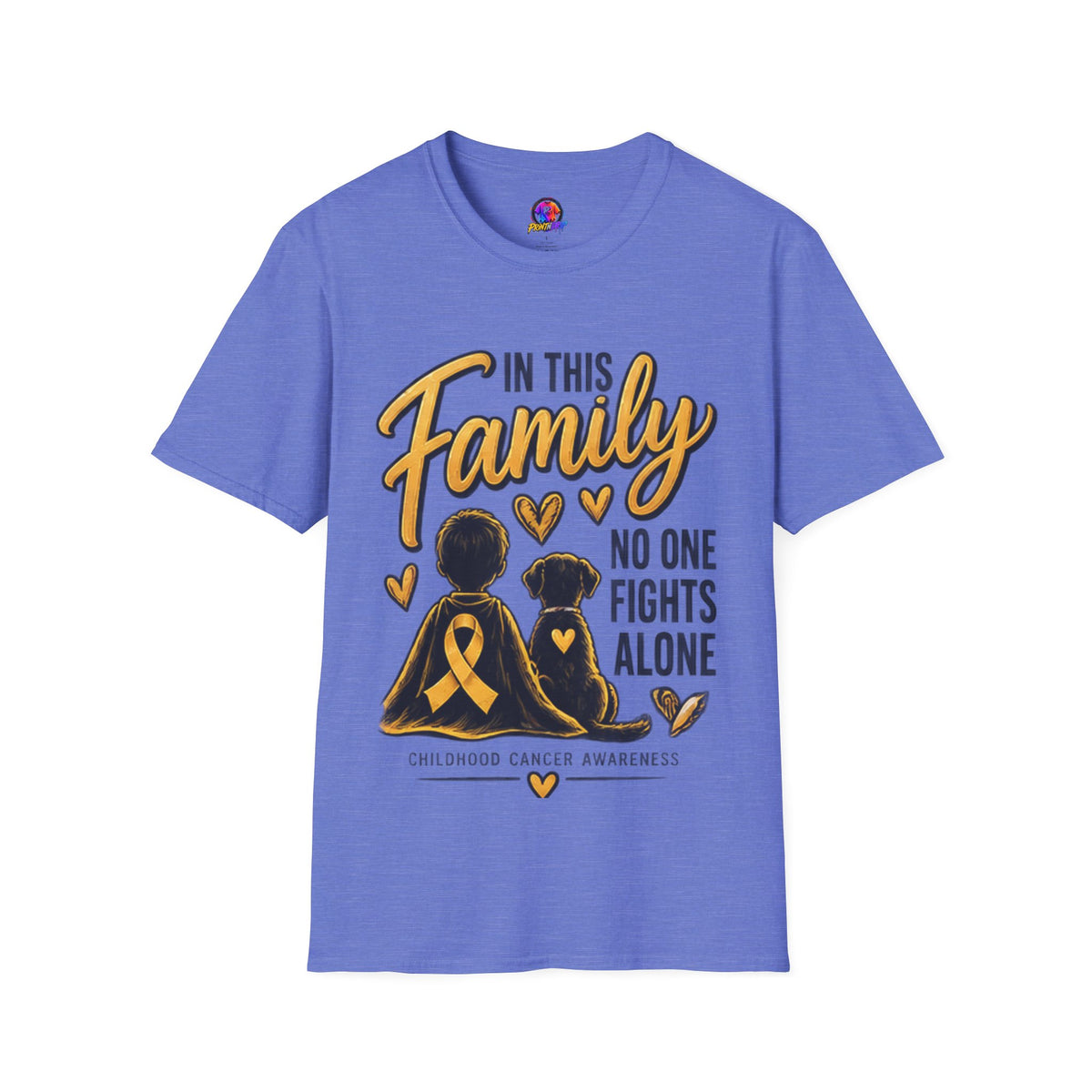 Childhood Cancer Awareness T-Shirt — "In This Family No One Fights Alone"