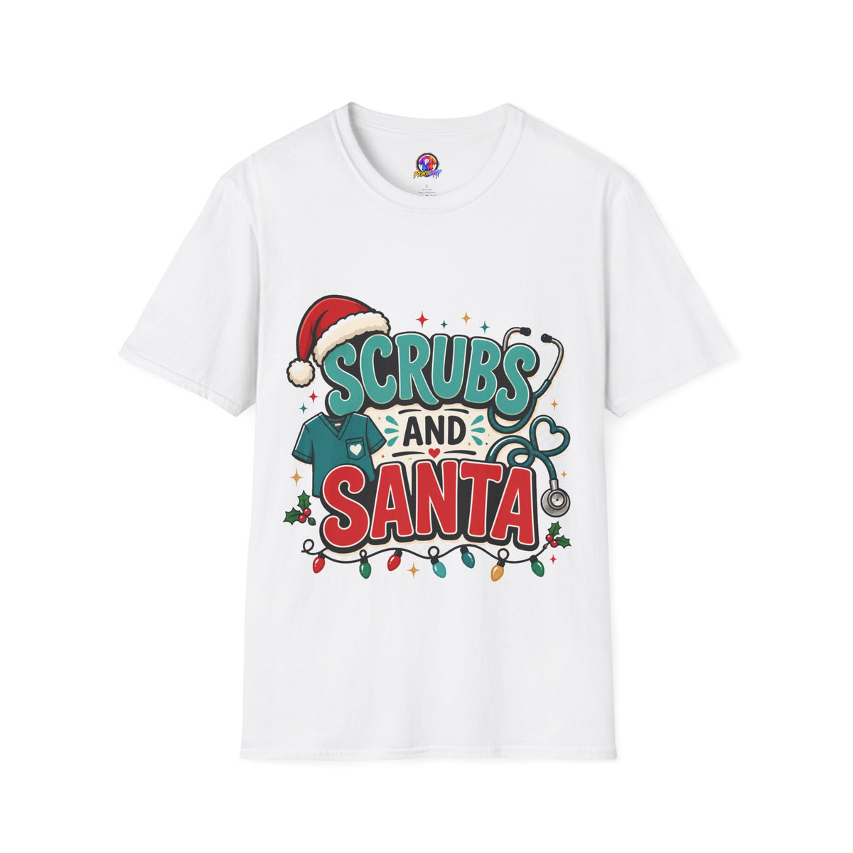 Scrubs and Santa Christmas T-Shirt — Cute Holiday Nurse Tee