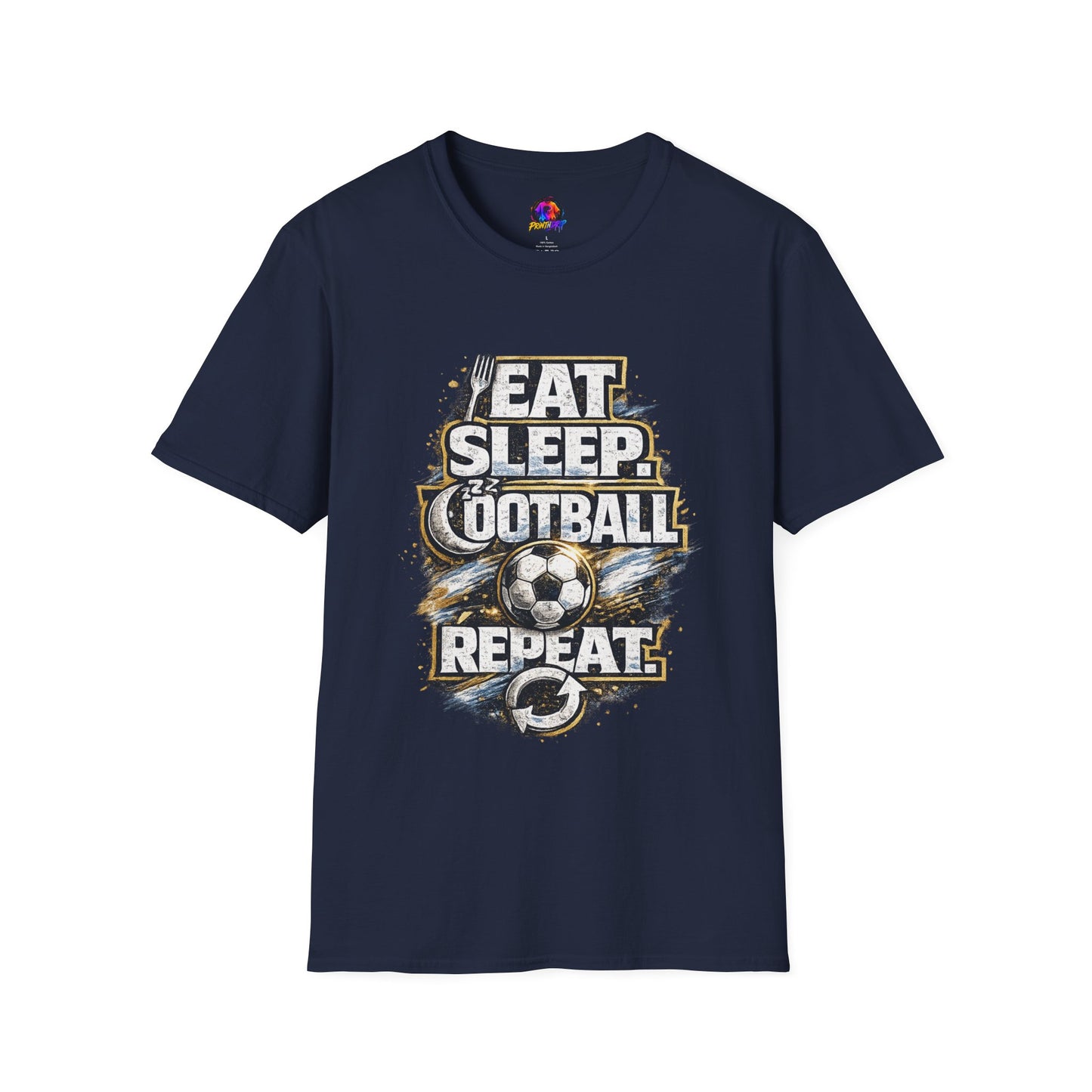 Football 'Eat Sleep Football Repeat' T-Shirt — Vintage Soccer Fan Tee