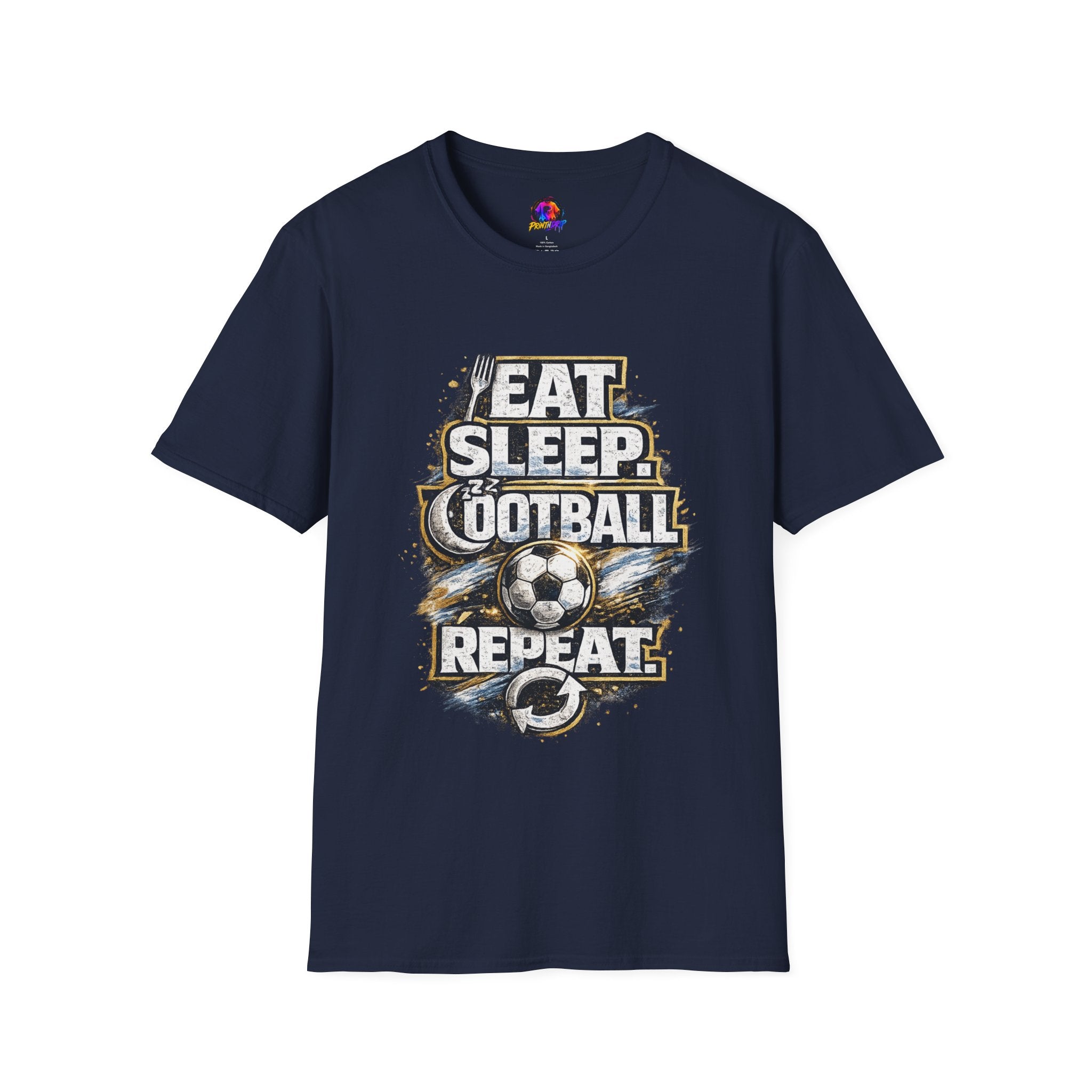Football 'Eat Sleep Football Repeat' T-Shirt — Vintage Soccer Fan Tee