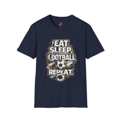 Football 'Eat Sleep Football Repeat' T-Shirt — Vintage Soccer Fan Tee