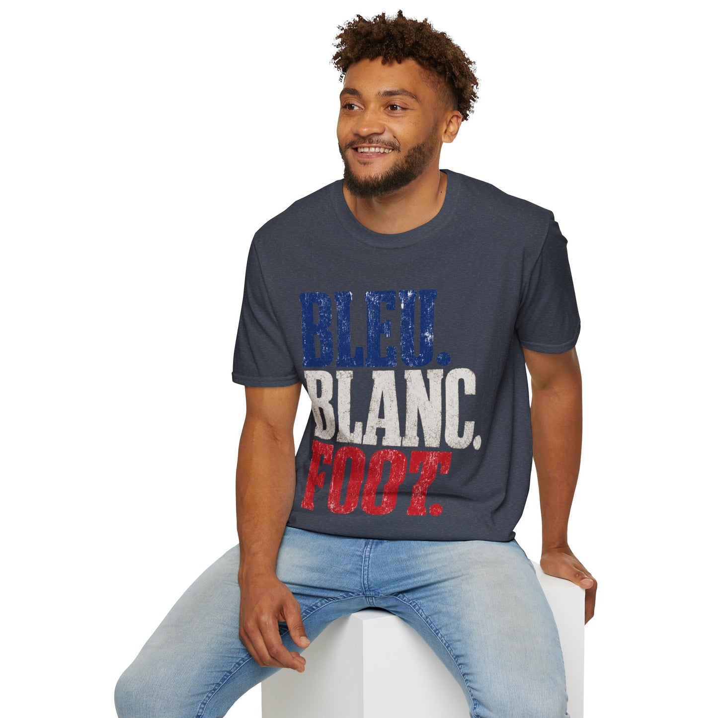 France T-Shirt — Bleu Blanc Foot Vintage French Flag Soccer Graphic Tee