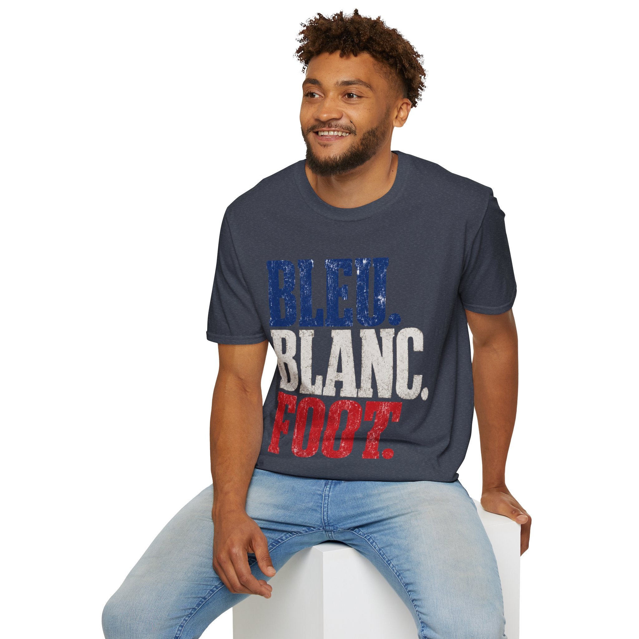 France T-Shirt — Bleu Blanc Foot Vintage French Flag Soccer Graphic Tee