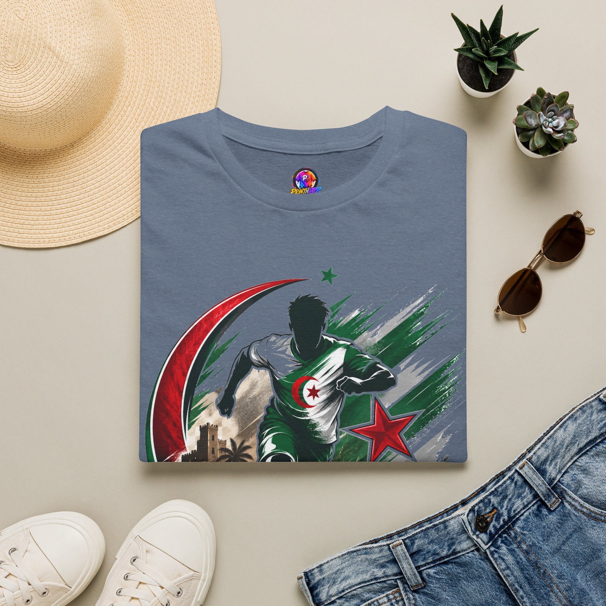 Algeria Football Fan Tee — "Green Desert Fire" Soccer Shirt