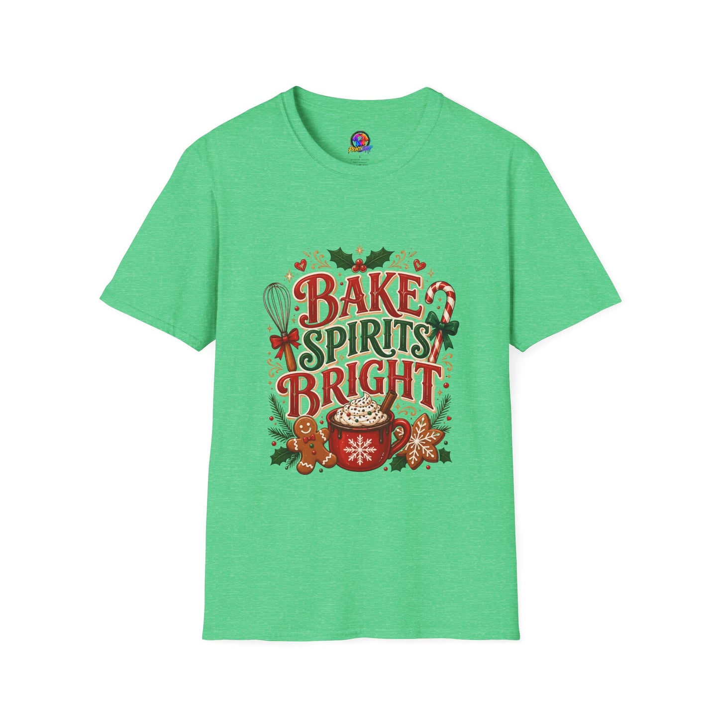 Bake Spirits Bright Holiday T-Shirt — Christmas Baking Graphic Tee