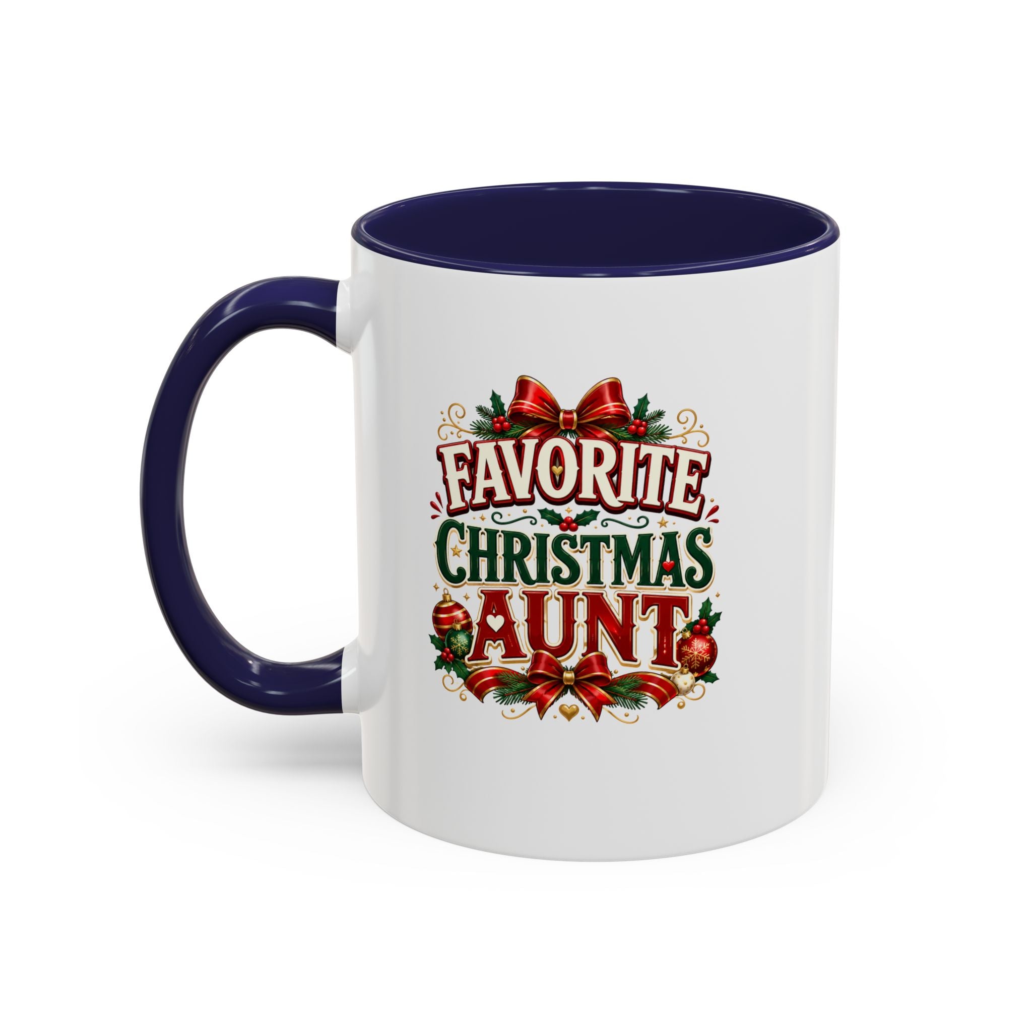 Christmas Aunt Coffee Mug — "Favorite Christmas Aunt" Accent Holiday Mug