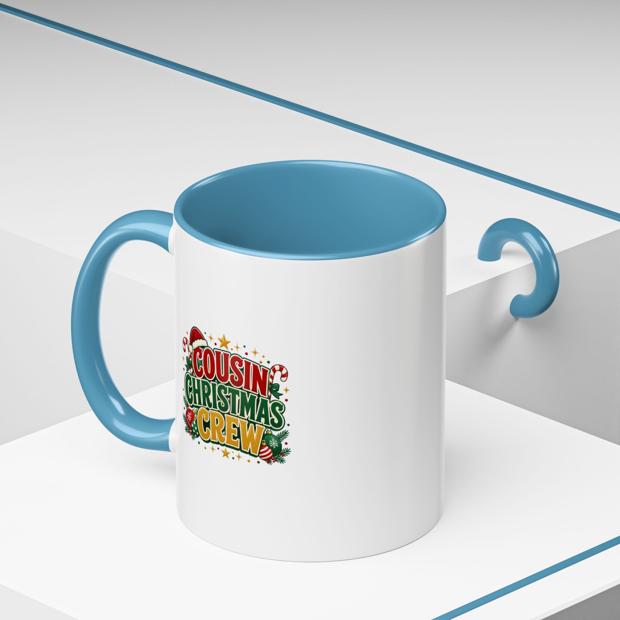 Cousin Christmas Crew Accent Coffee Mug — Holiday Family Christmas Coffee Cup