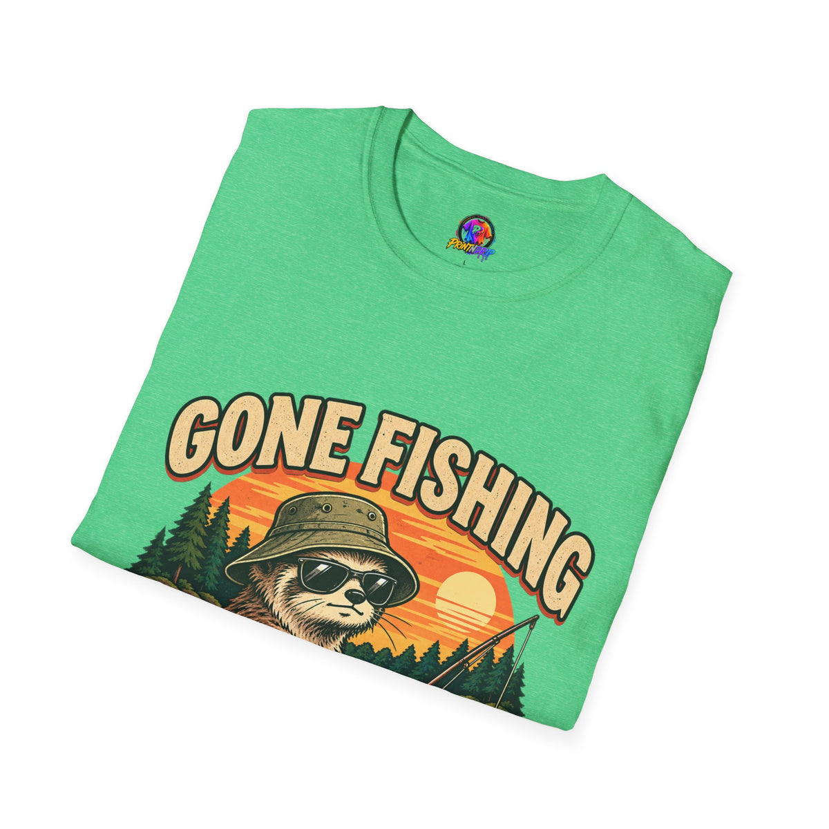 Funny And Witty T-Shirt — “Gone Fishing, Avoiding Feelings” Sloth Fishing Graphic Tee