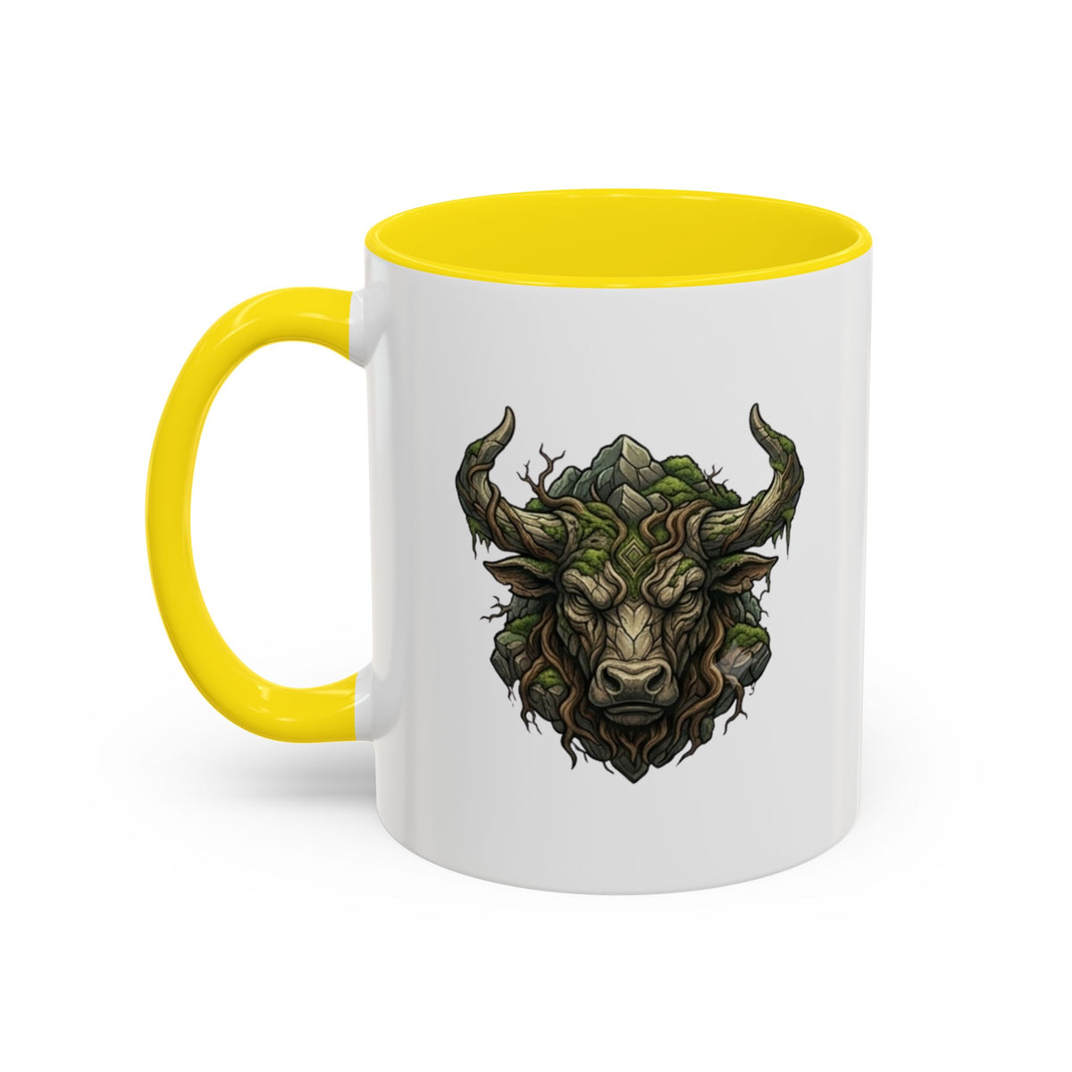 Taurus Bull Nature Coffee Mug — Rustic Green Bull Head Accent Mug