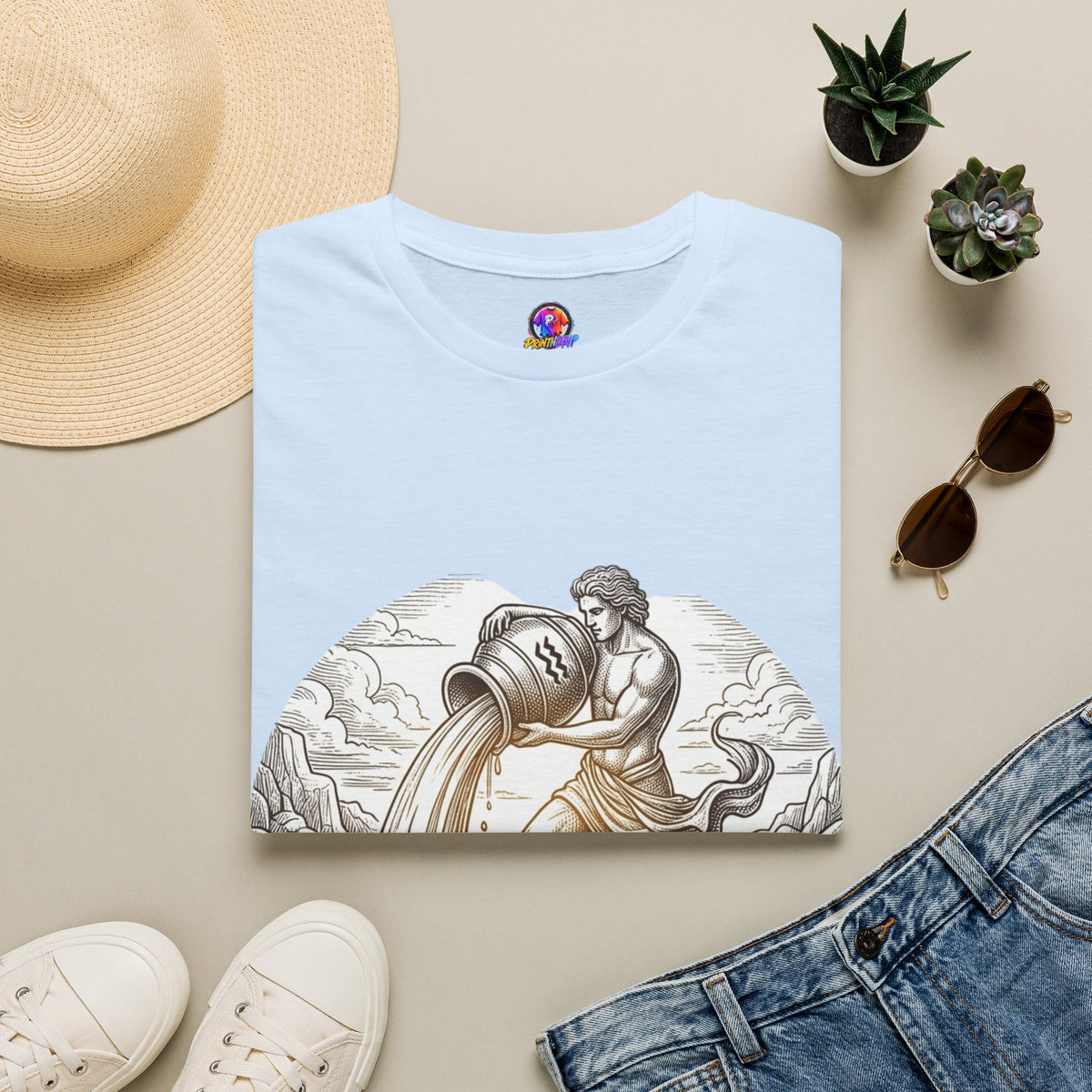 Aquarius Zodiac T-Shirt — Vintage Water Bearer Astrology Tee