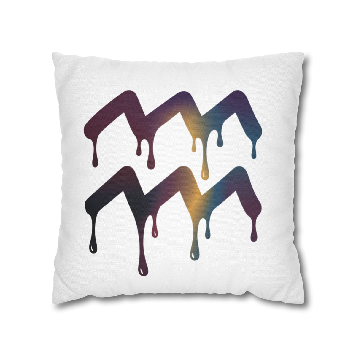 Dripping Aquarius Symbol Pillowcase — Zodiac Decorative Throw Pillow Cover