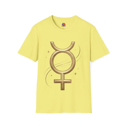 T-Shirt — Gold Mercury Astrology Symbol Tee (Mercury in Taurus)
