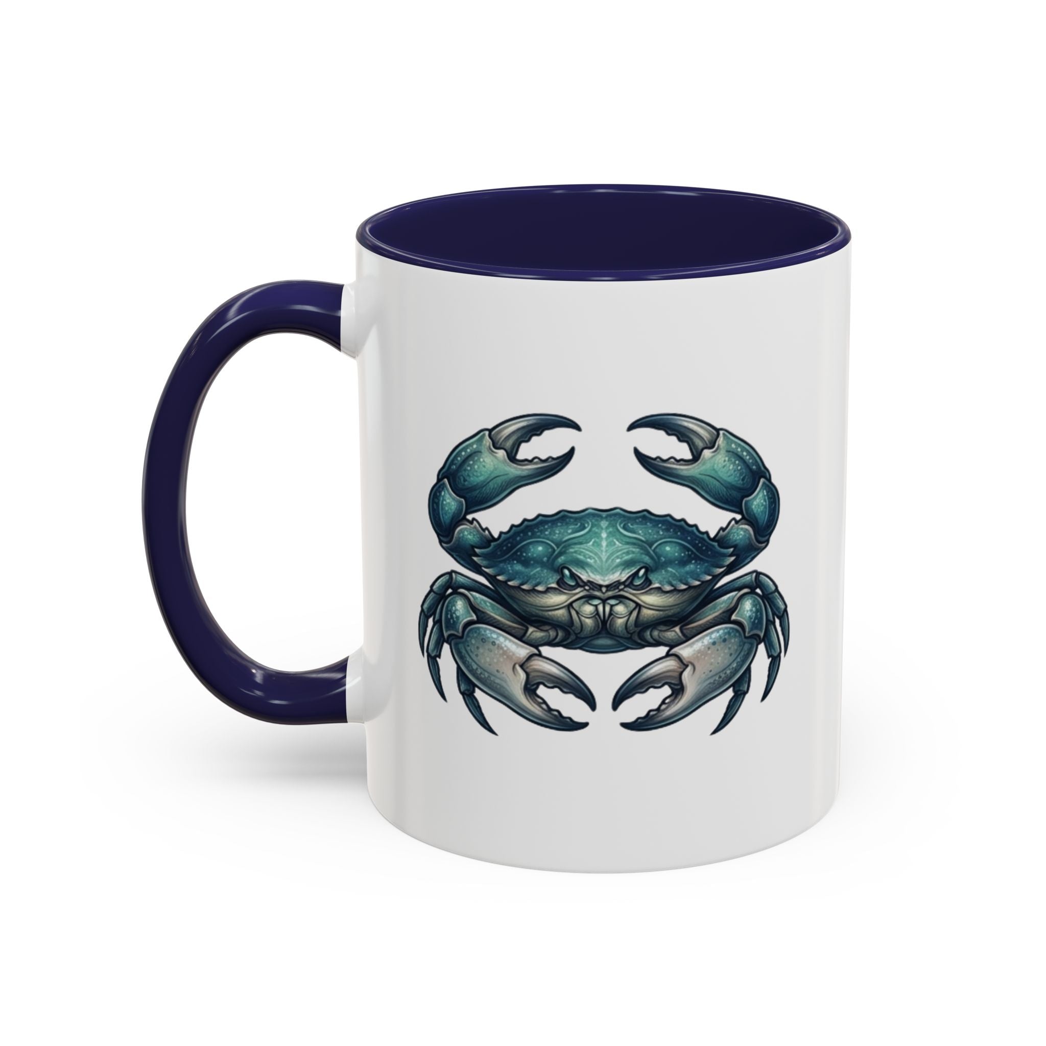 Crab Accent Coffee Mug – Blue Coastal Crab Artwork