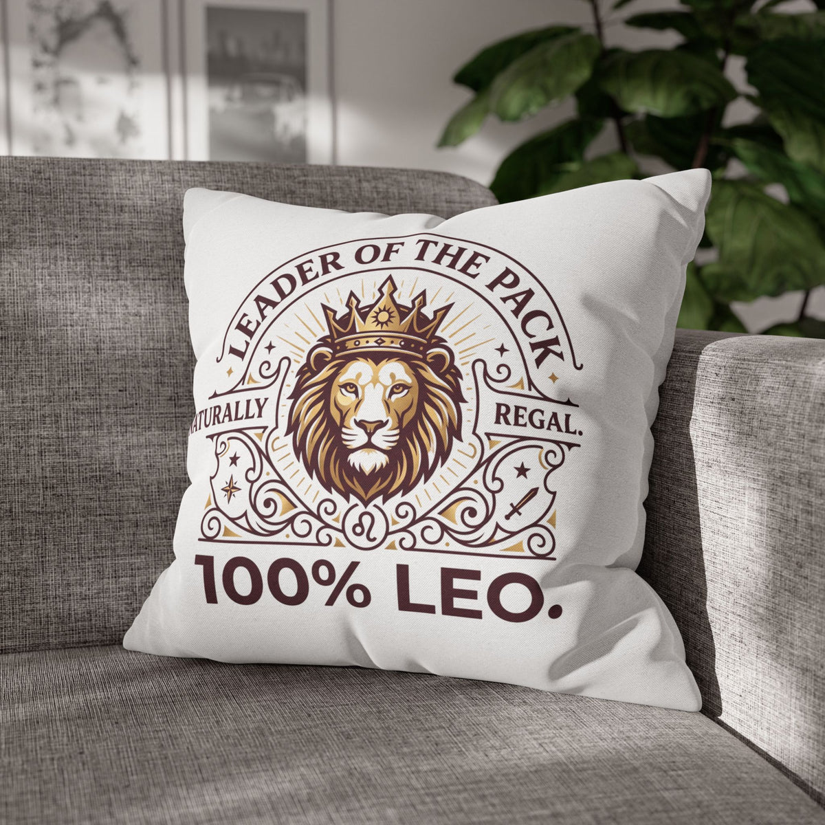 Leo Zodiac Leader Of The Pack Spun Polyester Square Pillowcase