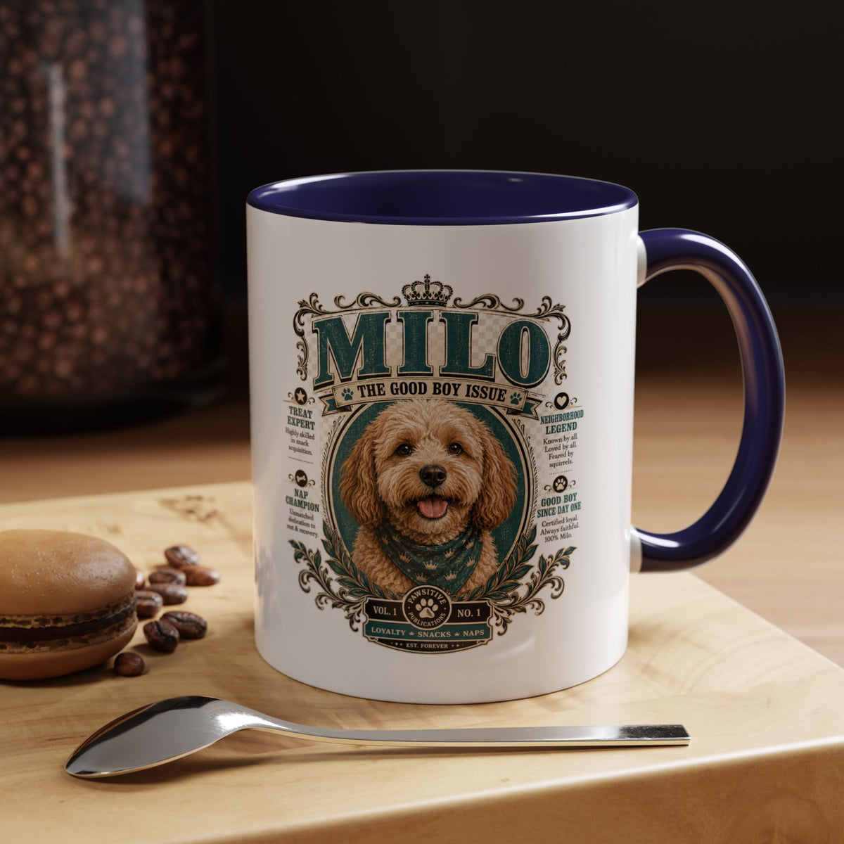 Milo Bailey Dog Dad Mom Milo Dog Portrait Coffee Mug — 'The Good Boy Issue' Accent Mug