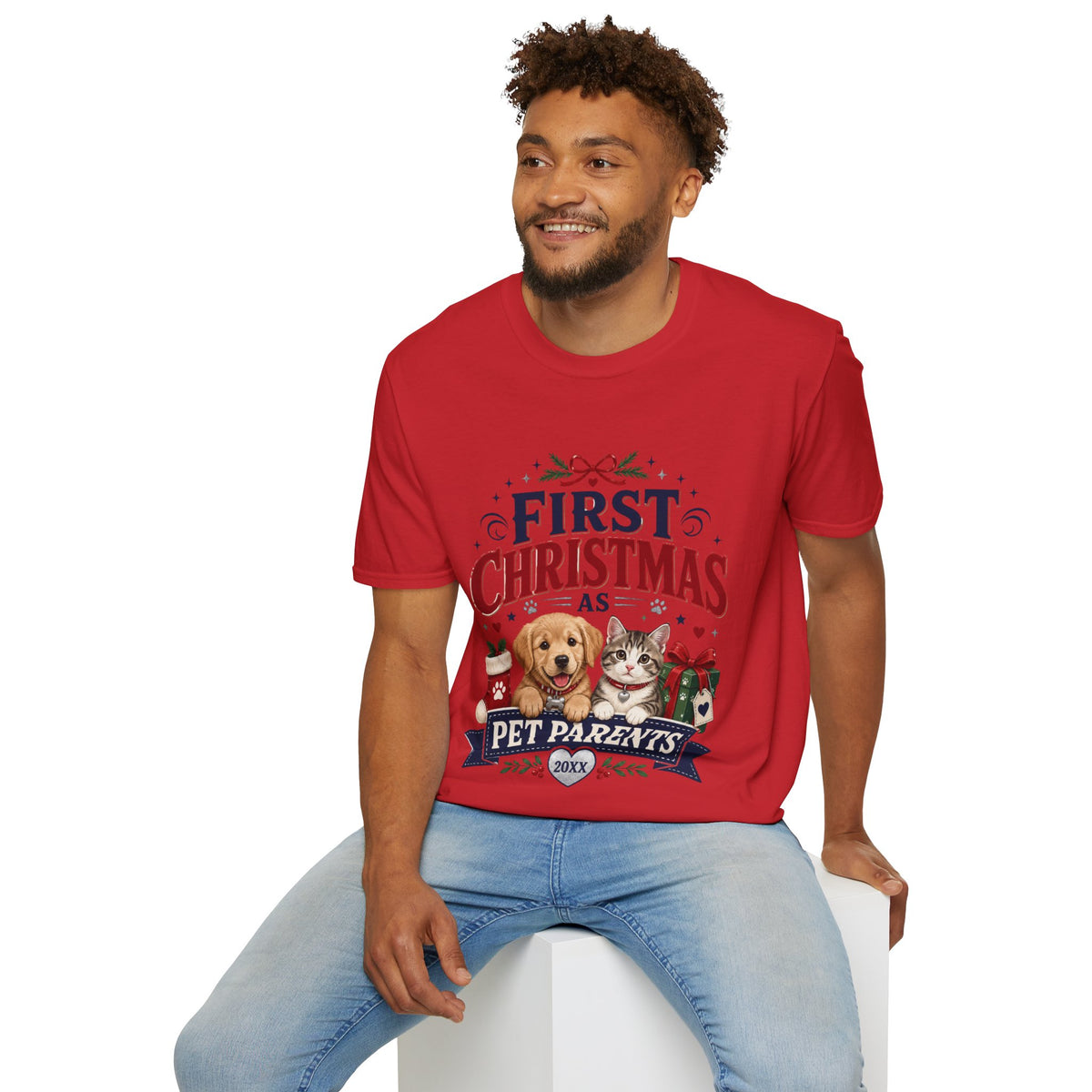 T-Shirt — "First Christmas as Pet Parents" Holiday Tee