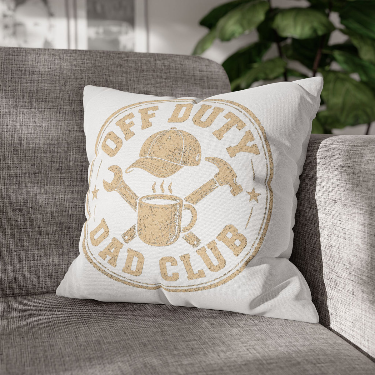 Off Duty Dad Club Pillowcase — Rustic Father's Day Decorative Throw Pillow Cover Milo Bailey Dog Dad Mom
