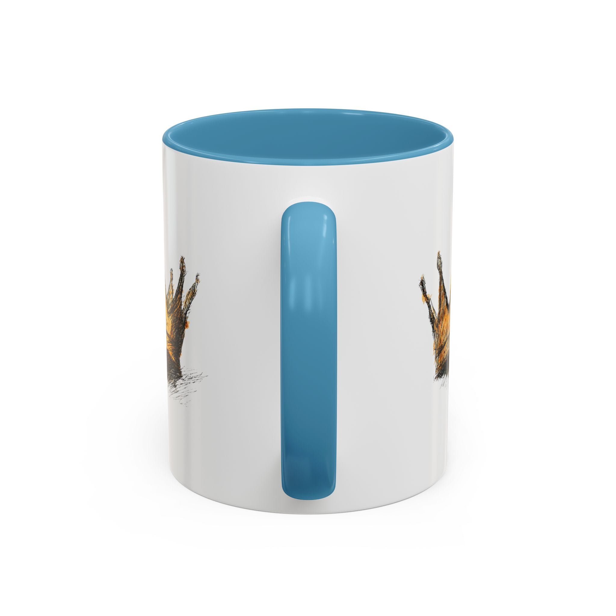 Royal Crown Accent Coffee Mug — Hand-Sketched Gold Crown Design