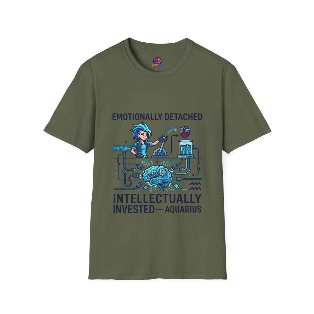 Aquarius Zodiac Emotionally Detached, Intellectually Invested T-Shirt — Aquarian Graphic Tee