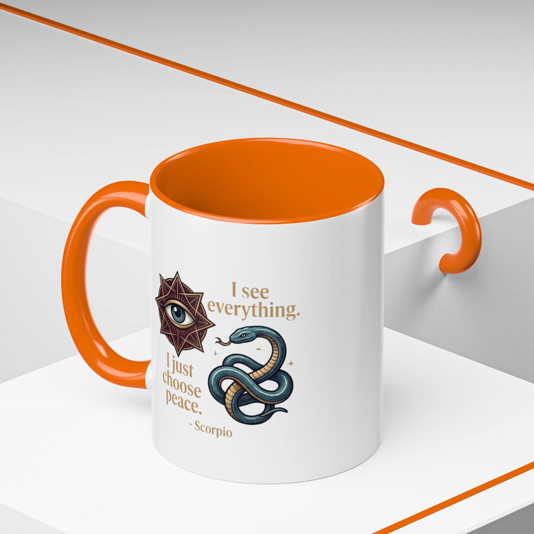 Scorpio Accent Coffee Mug – "I See Everything, I Just Choose Peace" Zodiac Mug