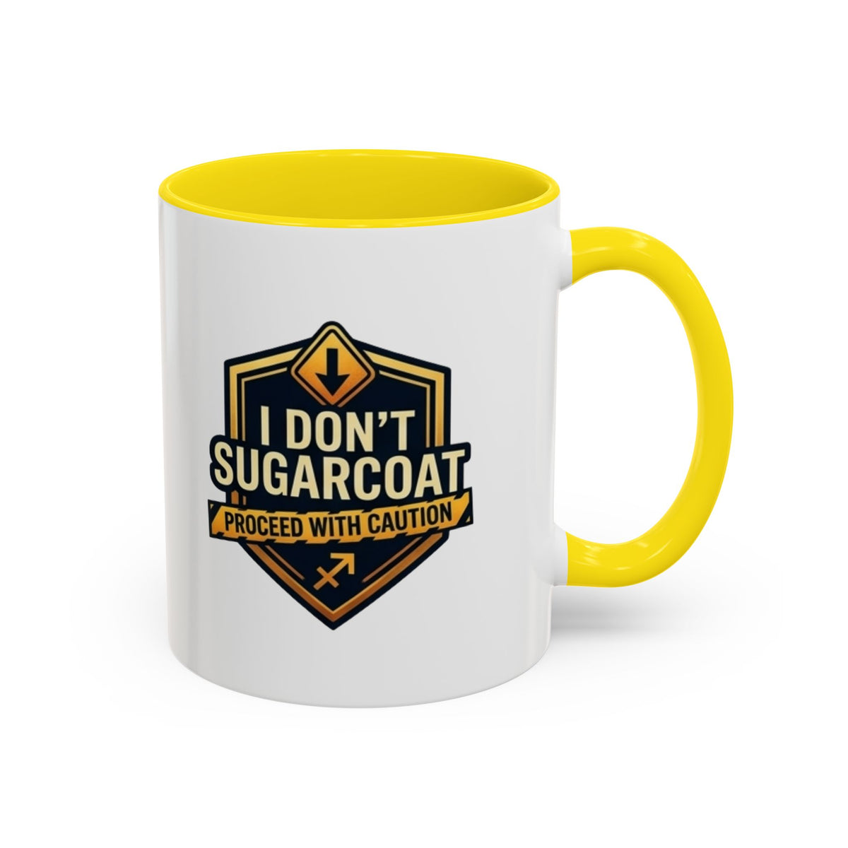 Sagittarius I Don't Sugarcoat Coffee Mug — Bold 'Proceed With Caution' Accent Mug