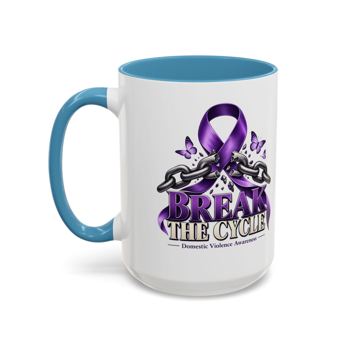 Break the Cycle Coffee Mug – Domestic Violence Awareness Purple Ribbon (11/15oz)