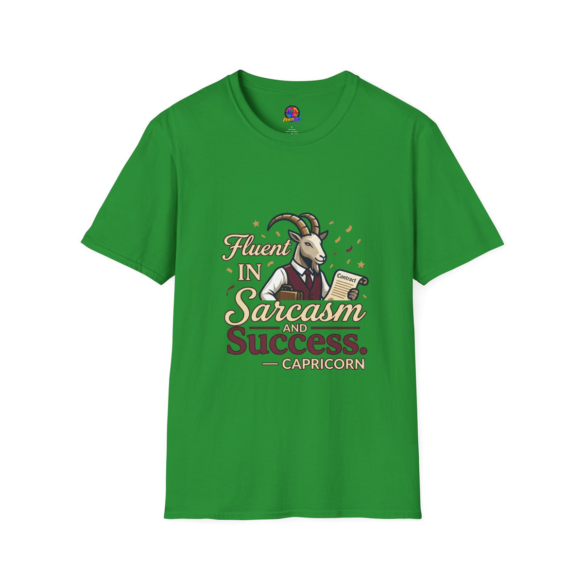 Capricorn Goat Graphic T-Shirt — "Fluent in Sarcasm & Success" Zodiac Tee