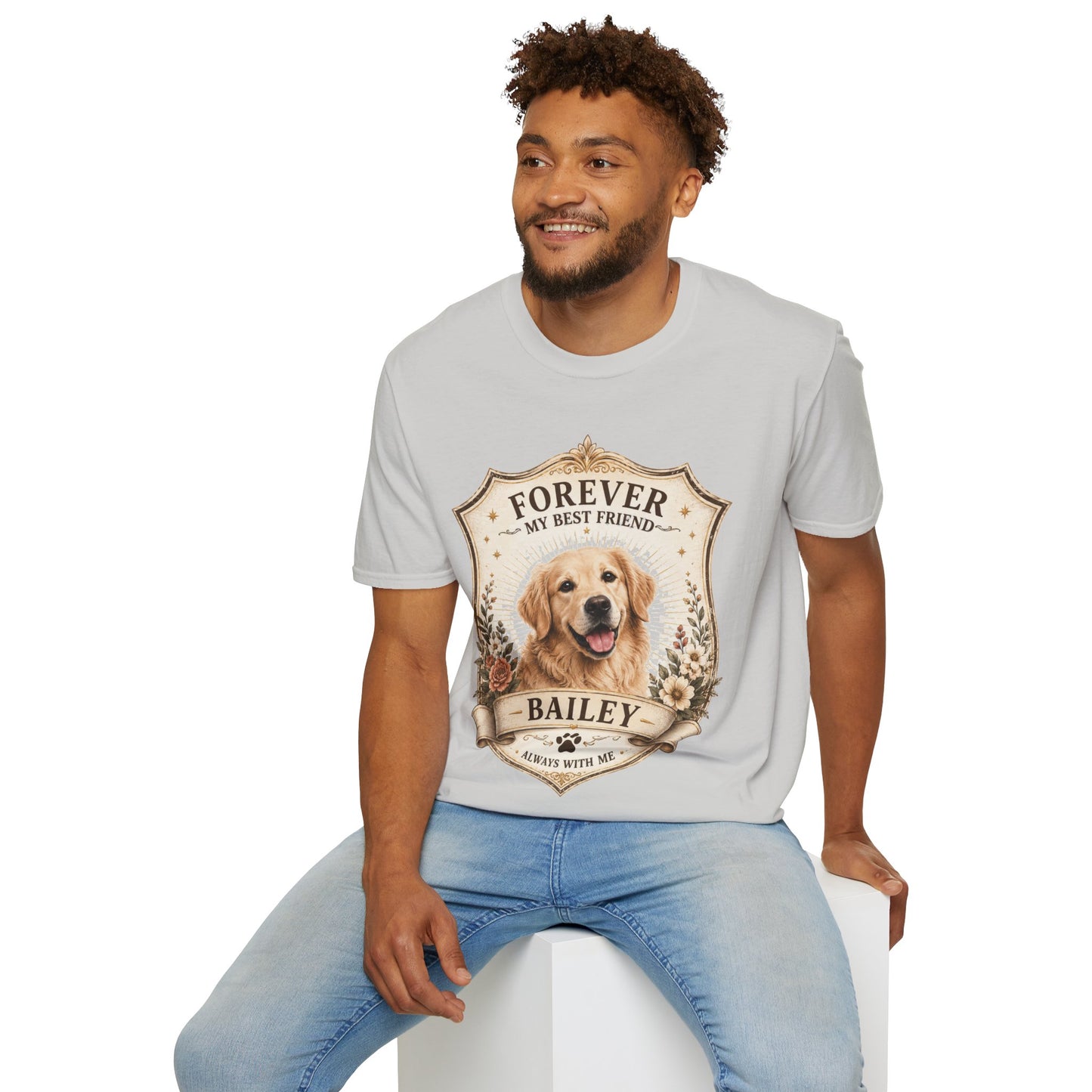 Dog Memorial T-Shirt — "Forever My Best Friend" Personalized Golden Retriever Tribute