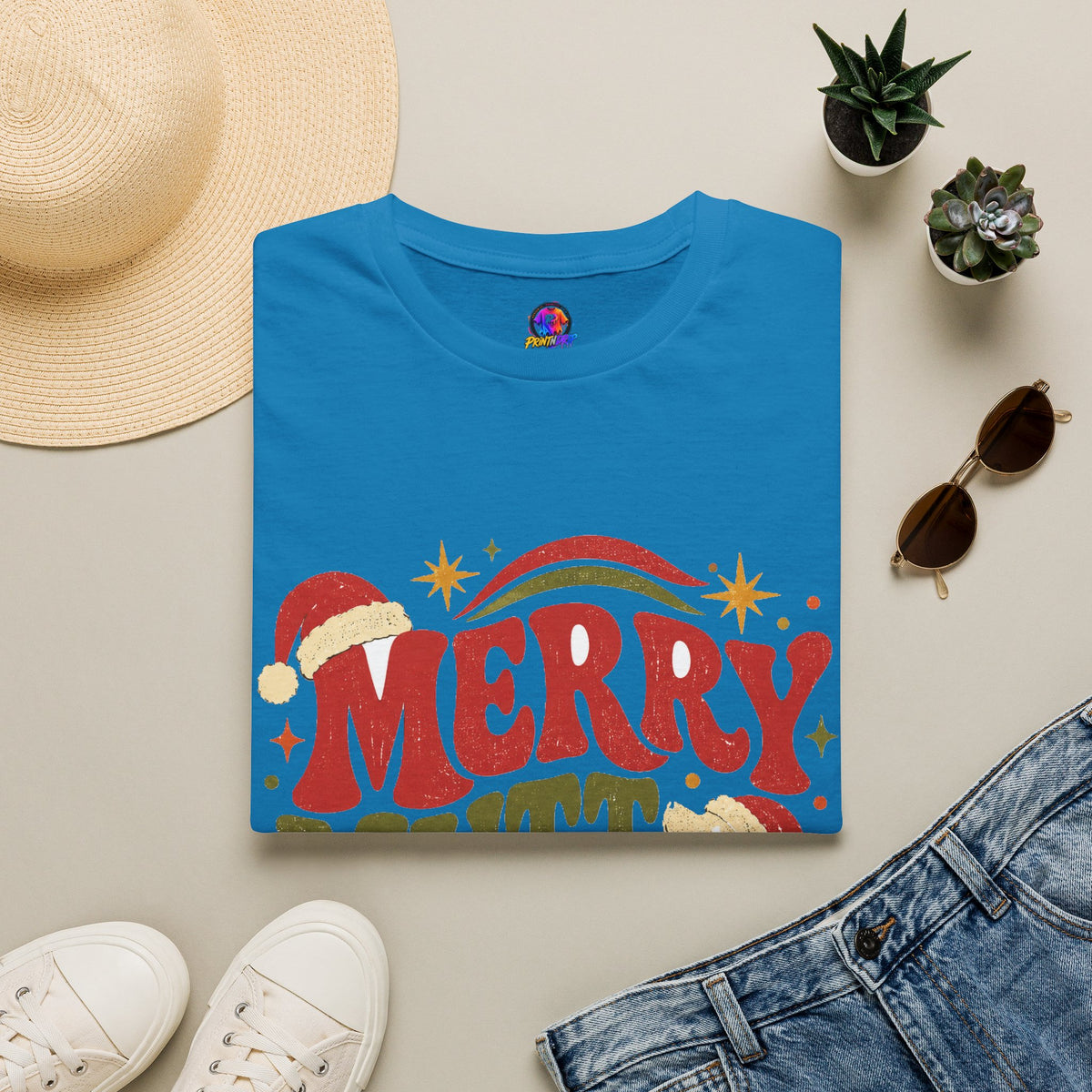 Merry Mutt Club T-Shirt — Retro Christmas Dog Lover Tee